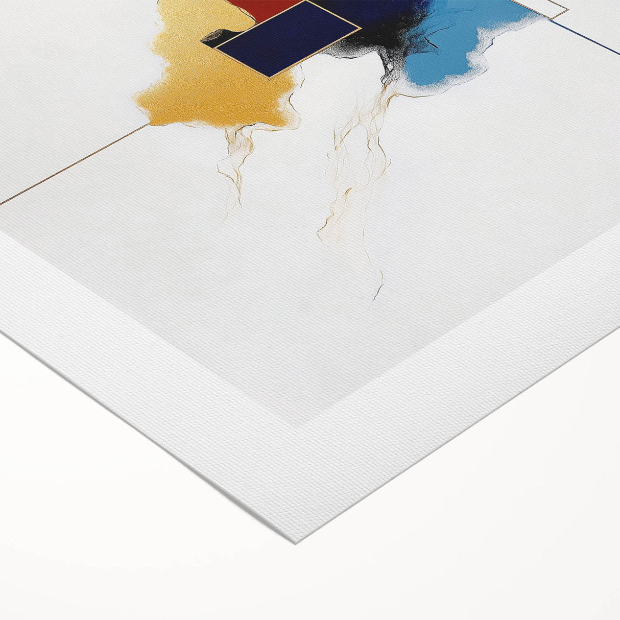 Modern Abstract Wall Art – Gold, Navy, and Light Blue Geometry