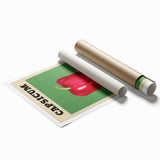 Extra large rolled print featuring an array of vibrant fruits on a light background.