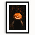 Extra large abstract art print featuring textured, colorful autumnal hues on a black framed canvas.