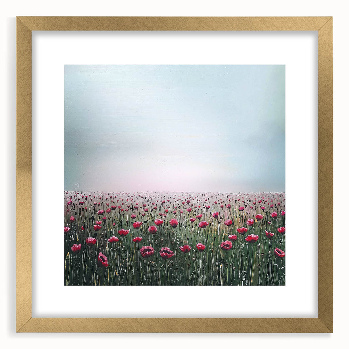 Elegant Dining Room Wall Art – Red Poppy Field Landscape Print