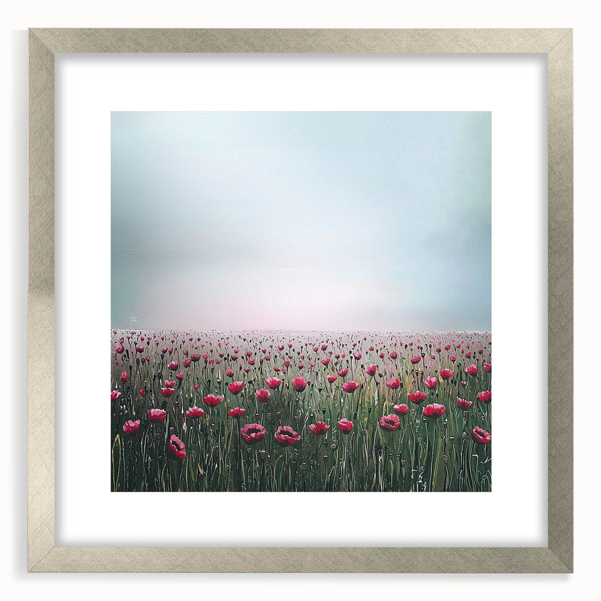 Elegant Dining Room Wall Art – Red Poppy Field Landscape Print