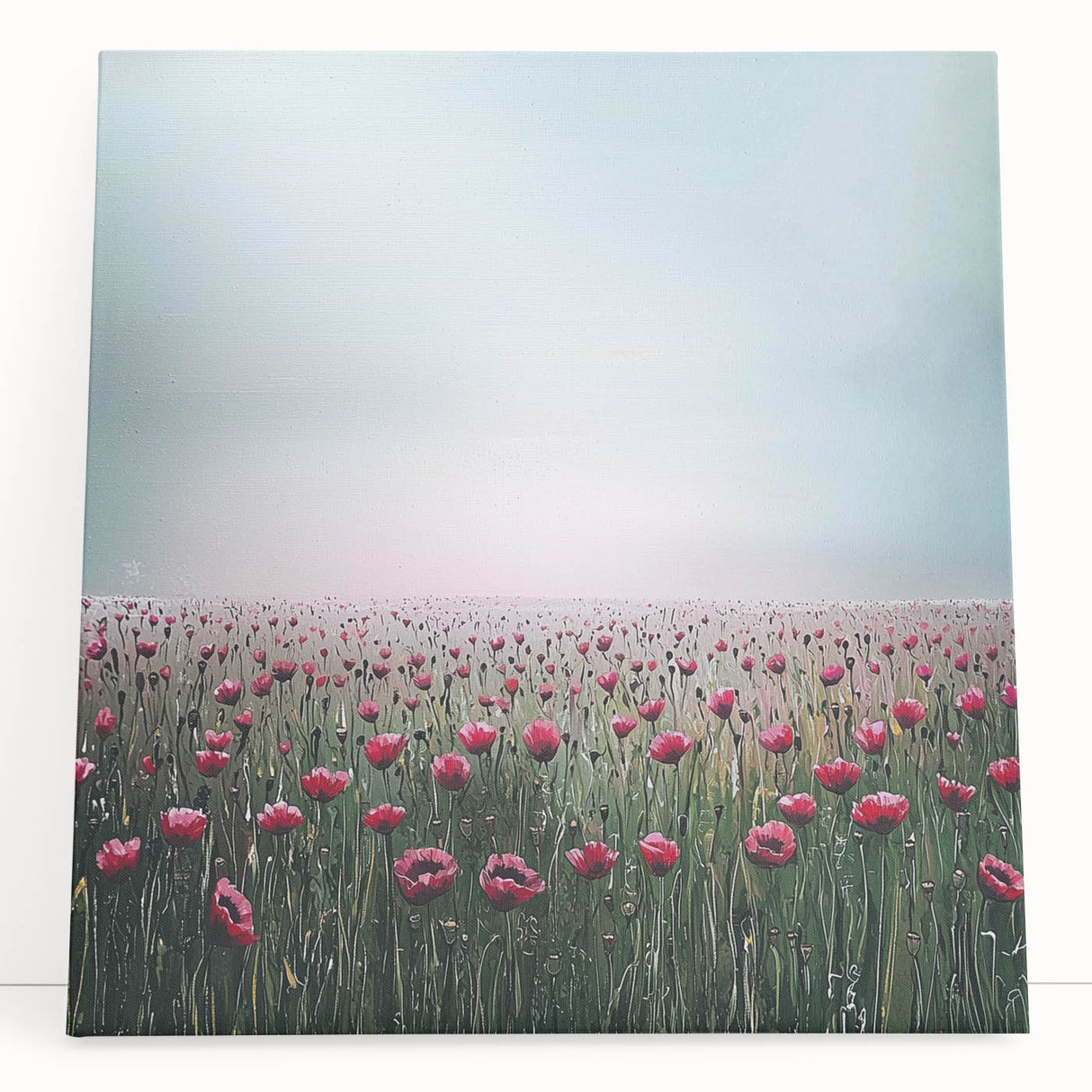 Elegant Dining Room Wall Art – Red Poppy Field Landscape Print