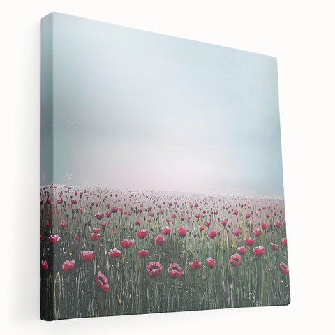 Elegant Dining Room Wall Art – Red Poppy Field Landscape Print