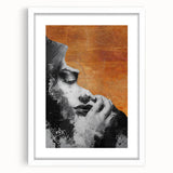 Abstract figurative artwork in a white frame featuring a mat, showcasing a modern design that enhances interior decor. Ideal for contemporary art enthusiasts.
