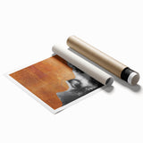 Abstract figurative art print showcasing vibrant colors and fluid shapes, elegantly rolled and ready for display, emphasizing modern artistic expression and creativity.