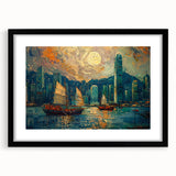 Abstract landscape wall art framed in black, featuring vibrant colors and intricate textures, ideal for modern home decor and artistic enhancement.