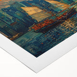 Abstract landscape wall art design on rolled canvas, showcasing vibrant colors and organic shapes, perfect for modern home decor and artistic expression.