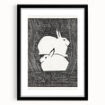 Minimalist Snow Hares Wall Art - Monochrome Animal Art Print