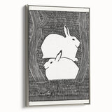 Minimalist Snow Hares Wall Art - Monochrome Animal Art Print