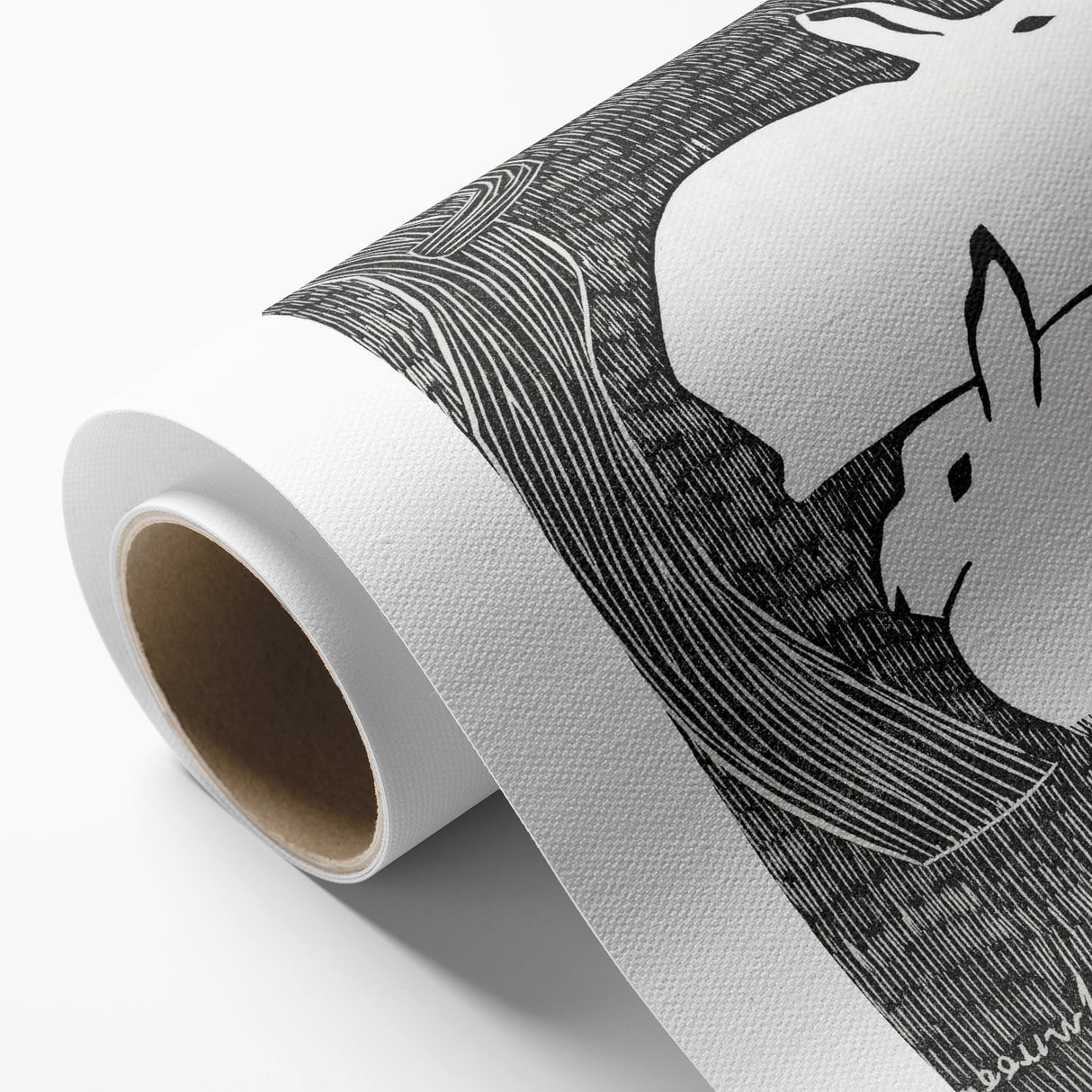 Minimalist Snow Hares Wall Art - Monochrome Animal Art Print