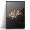 Large abstract wall art depicting autumnal hues on black framed acrylic, suitable for modern living room decor.