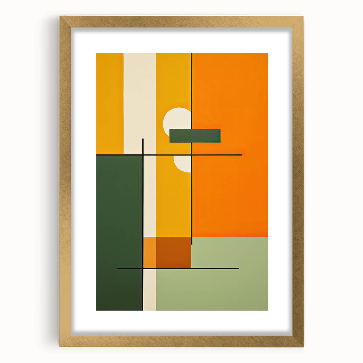 Modern Dining Room Art – Geometric Orange & Green Wall Print