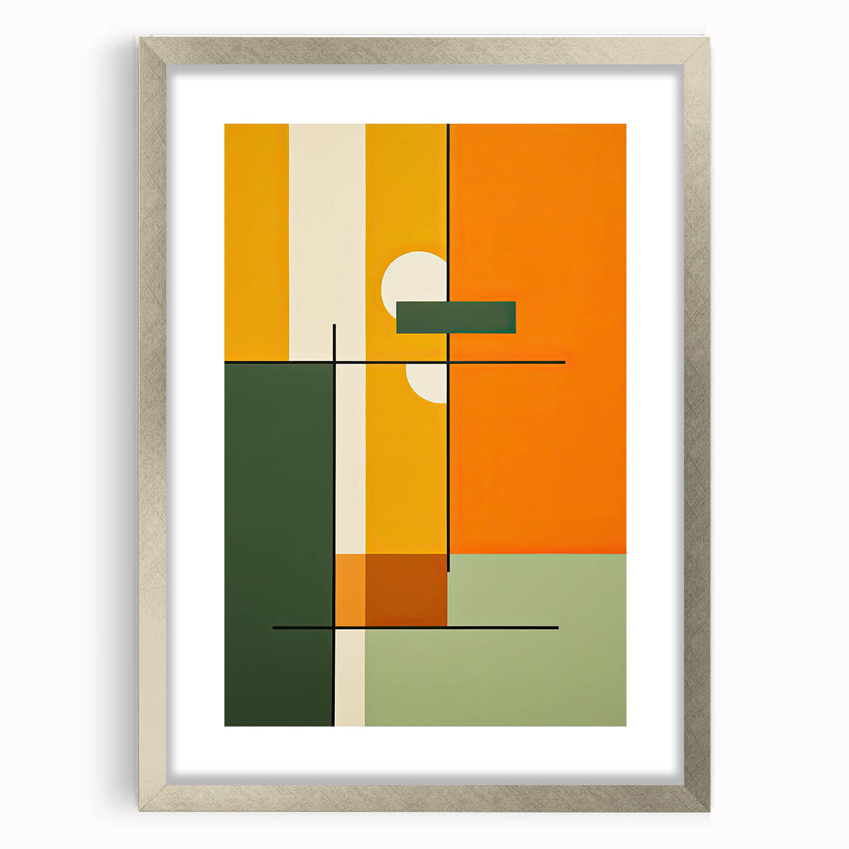 Modern Dining Room Art – Geometric Orange & Green Wall Print