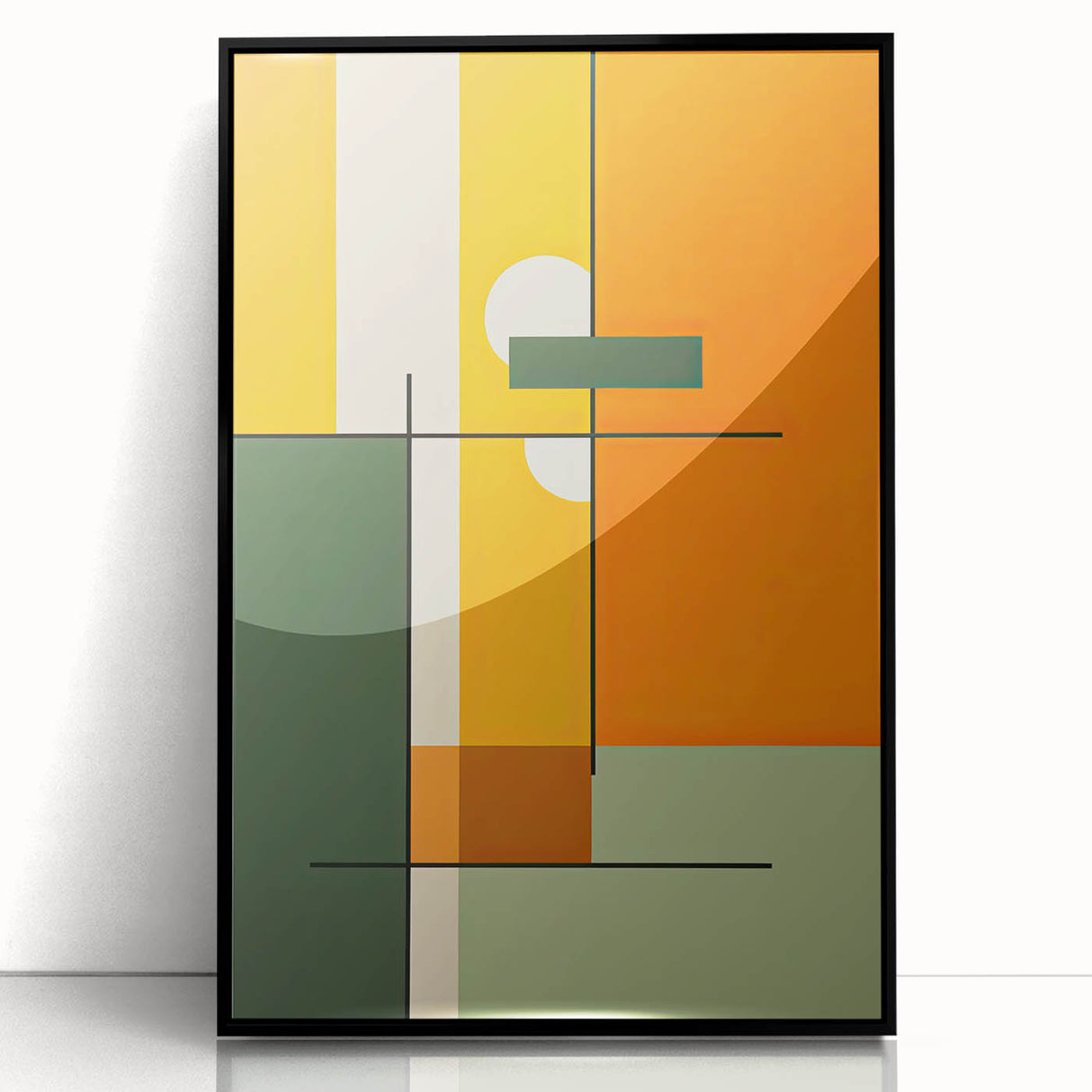 Modern Dining Room Art – Geometric Orange & Green Wall Print
