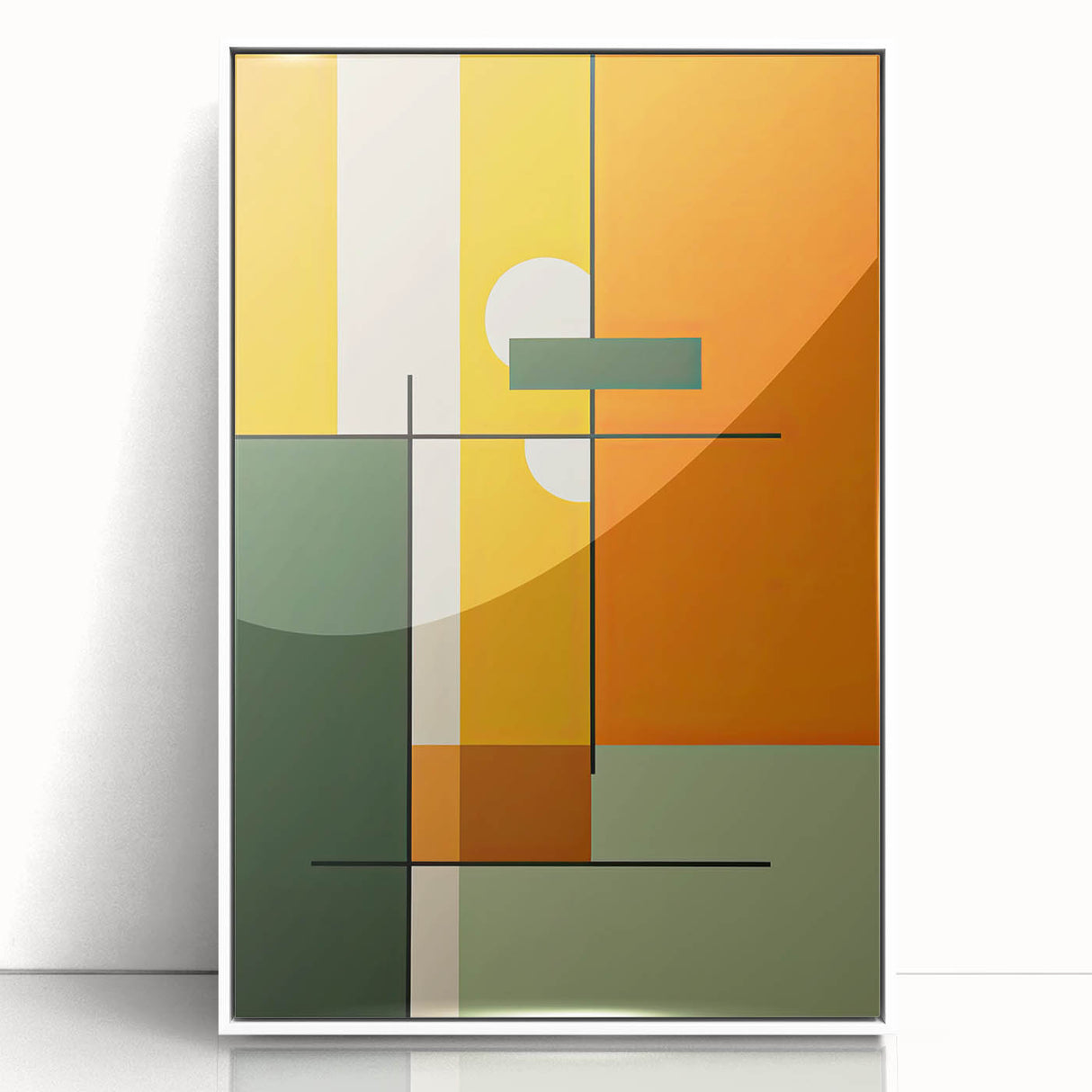 Modern Dining Room Art – Geometric Orange & Green Wall Print