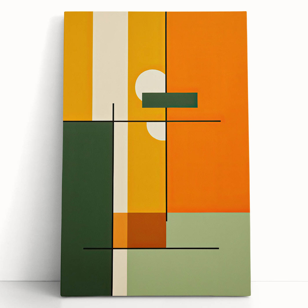 Modern Dining Room Art – Geometric Orange & Green Wall Print