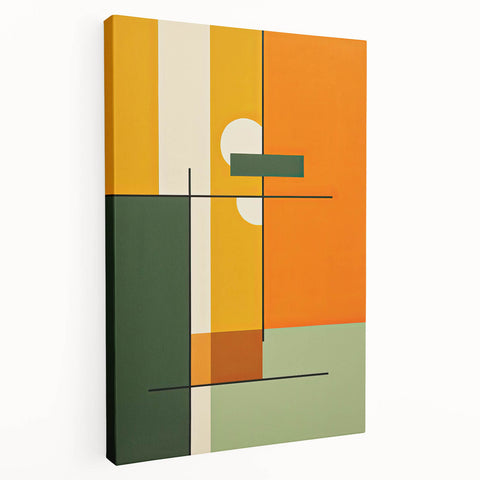 Modern Dining Room Art – Geometric Orange & Green Wall Print
