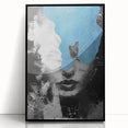 Abstract figurative wall art in a sleek black frame, showcasing vibrant colors and dynamic shapes, ideal for modern home decor. Perfect for enhancing living spaces.