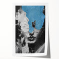 Abstract figurative wall art print featuring vibrant colors and dynamic shapes, rolled and ready for display, ideal for modern home decor and artistic interiors.