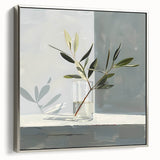 Framed wall art showcasing an elegant abstract floral design in soft pastel colors, featuring a stylish silver frame, perfect for enhancing modern home decor.