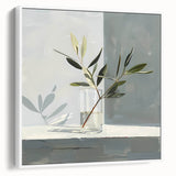 Framed canvas wall art showcasing abstract floral design in soft pastel colors. The artwork features delicate flower shapes and intricate details, enhancing any interior decor.