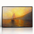 Framed abstract landscape wall art featuring vibrant colors and bold shapes, designed to enhance modern interior decor with a sleek black frame. Perfect for living rooms or offices.