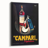 Black and white vintage poster art on framed canvas, depicting an elegant food and drinks scene.
