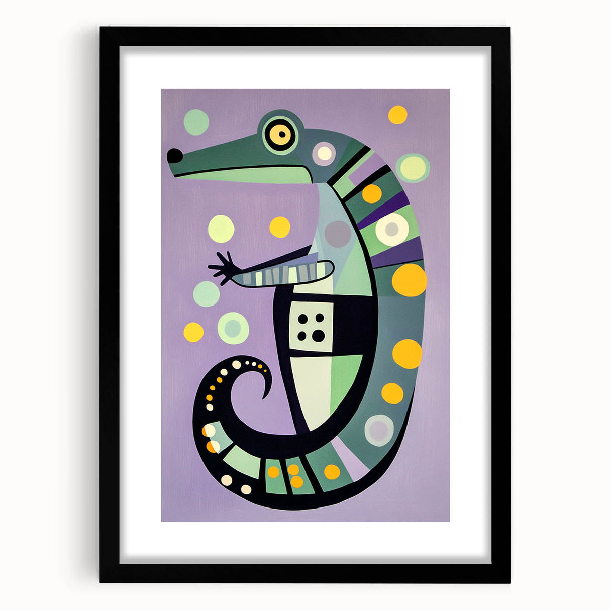 Children’s Wall Decor – Playful Geometric Seahorse Illustration