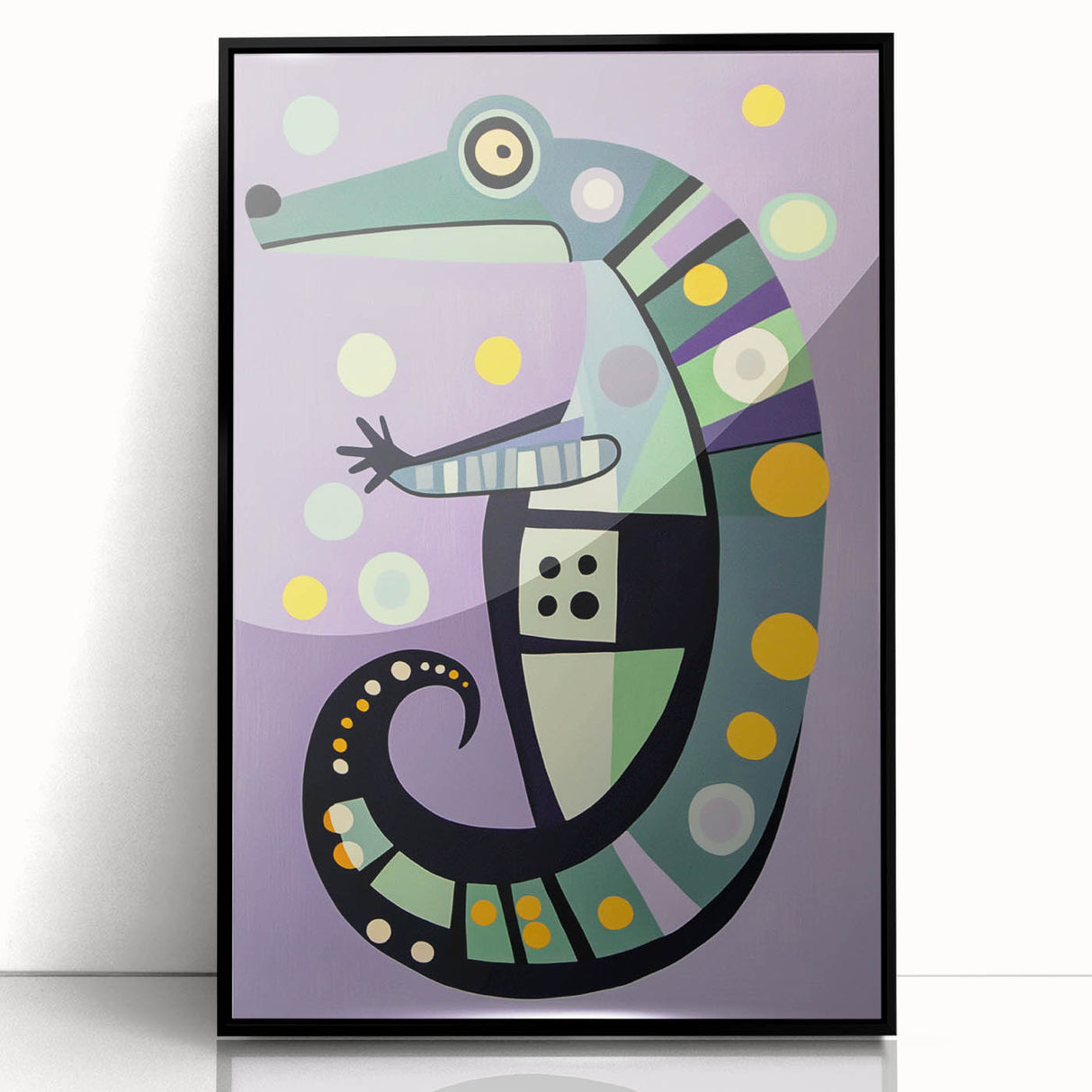 Children’s Wall Decor – Playful Geometric Seahorse Illustration
