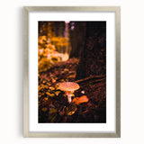 Textured abstract art print depicting autumn hues on a silver-framed canvas, suitable for bedroom decor.