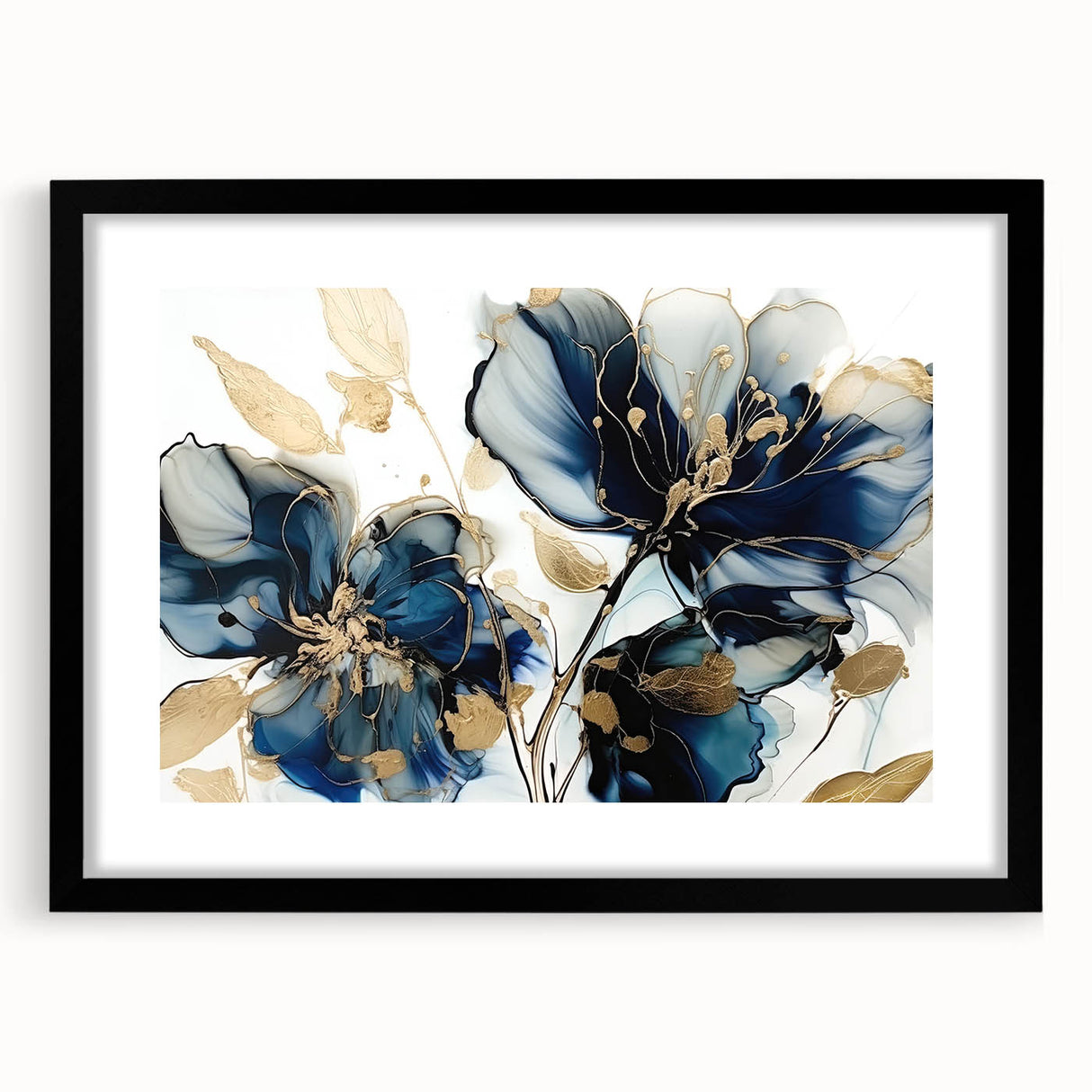 Elegant Blue Floral Living Room Wall Art - Modern Canvas Print