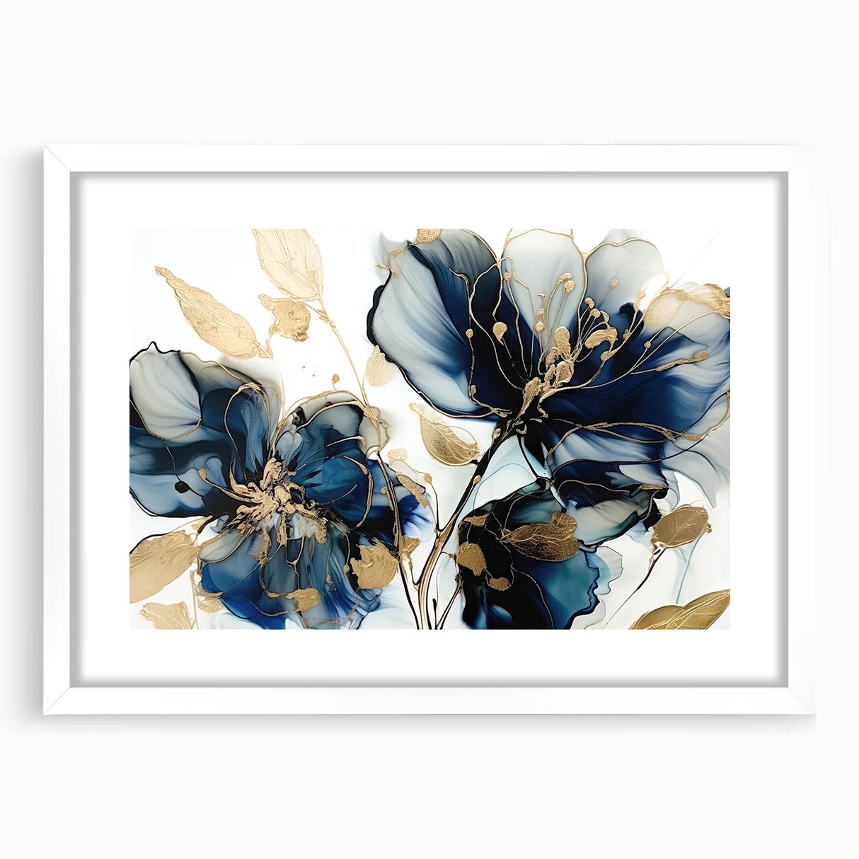 Elegant Blue Floral Living Room Wall Art - Modern Canvas Print