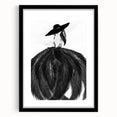 Abstract figurative black frame showcasing a modern art piece with a white mat, ideal for enhancing contemporary decor in living spaces or galleries.