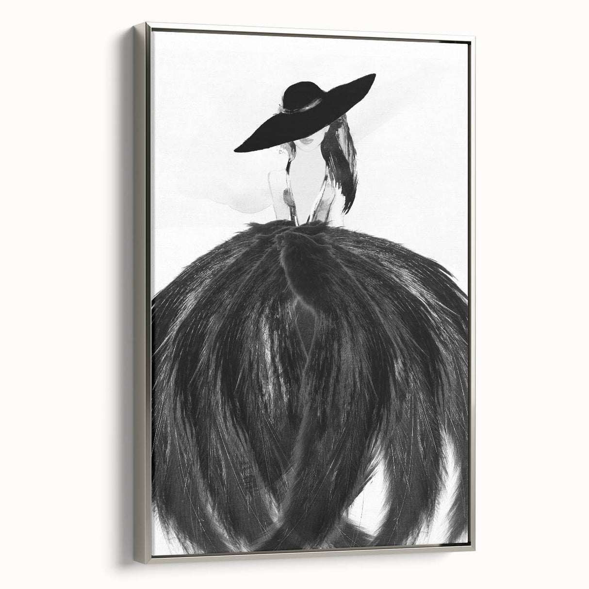 Abstract figurative framed canvas art showcasing dynamic shapes in soft silver tones, designed to enhance modern decor with a sophisticated touch. Perfect for stylish living spaces or galleries.