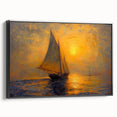Framed abstract landscape wall art in black frame, showcasing vibrant colors and dynamic shapes, ideal for modern home decor. Side view emphasizes its elegant design.