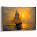 Framed abstract landscape wall art featuring a gold-accented design, showcasing a modern aesthetic with vibrant colors, perfect for contemporary home decor.