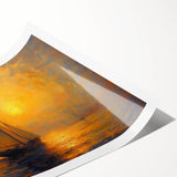 Abstract landscape wall art print showcasing vibrant colors and dynamic shapes, rolled and ready for framing, ideal for modern home decor or office spaces.