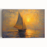 Abstract landscape wall art on stretched canvas showcasing vibrant colors of blue, orange, and green, perfect for modern home decor. Ideal for adding a contemporary touch to living spaces.