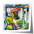 Modernist Garden Scene - Vibrant Wall Art of Grape Arbor and Sunlight