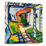 Modernist Garden Scene - Vibrant Wall Art of Grape Arbor and Sunlight