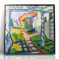 Modernist Garden Scene - Vibrant Wall Art of Grape Arbor and Sunlight