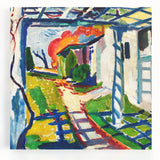 Modernist Garden Scene - Vibrant Wall Art of Grape Arbor and Sunlight