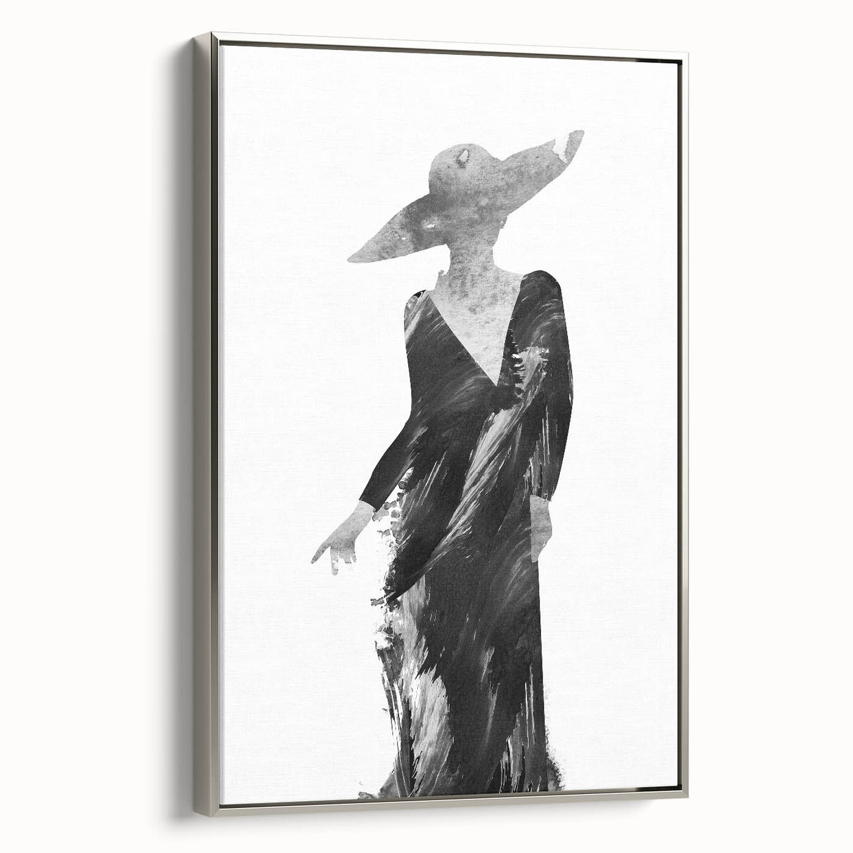 Framed abstract figurative canvas art with a silver frame, showcasing a modern design. The piece highlights vibrant colors and dynamic shapes, perfect for contemporary decor. Ideal for art enthusiasts seeking a unique wall enhancement to elevate their living space.