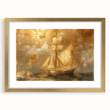 Abstract landscape wall art framed with a gold mat, showcasing vibrant colors and unique textures, perfect for modern home decor or office aesthetics.