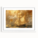 Abstract landscape wall art framed in white with a mat, showcasing vibrant colors and dynamic shapes, perfect for modern home decor and artistic expression.