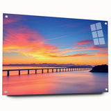Side view of a landscape bridge design in acrylic glass, showcasing a sleek and modern aesthetic with vibrant colors and detailed textures, ideal for contemporary decor.