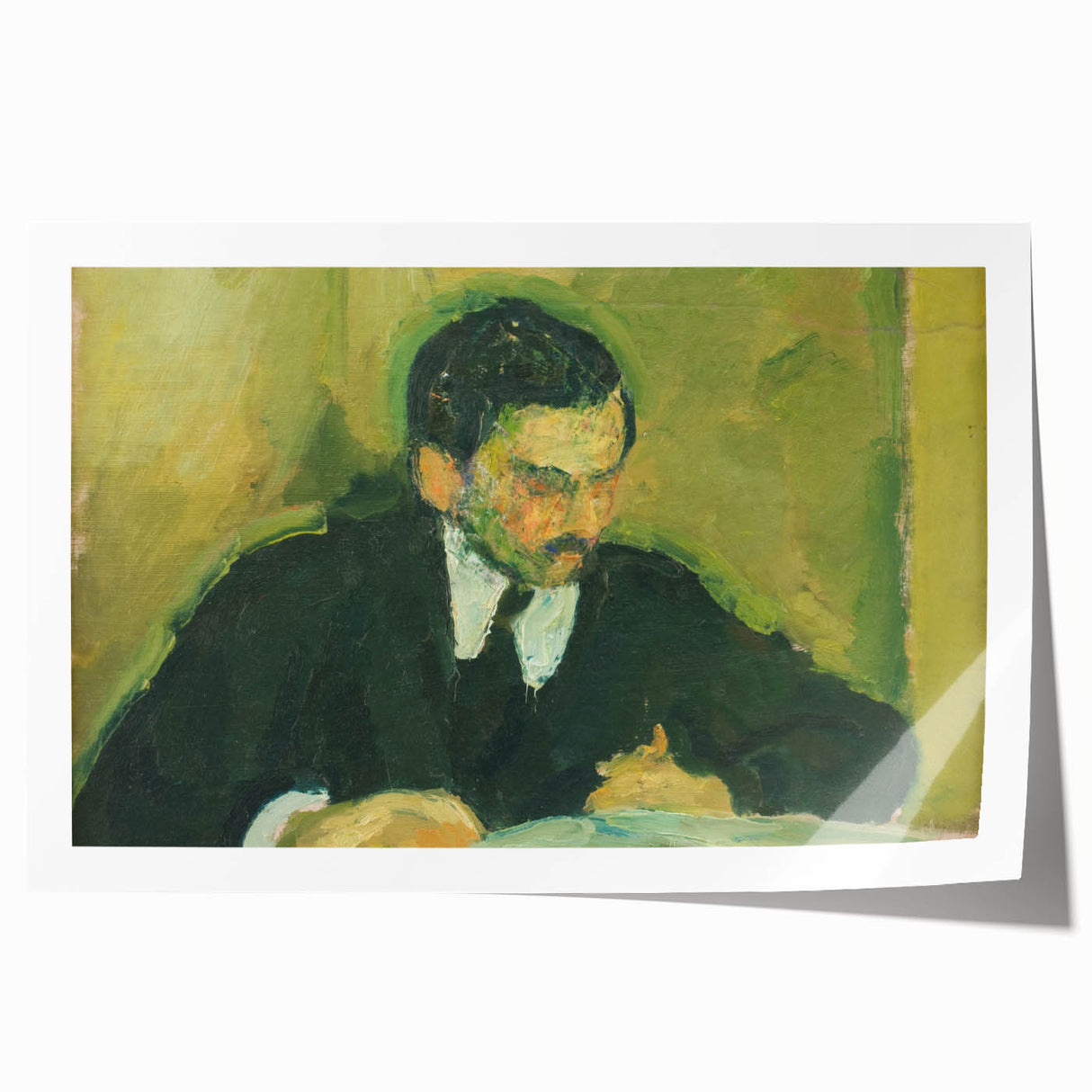 Portrait of a Man Reading - Abstract Modern Wall Art in Earth Tones