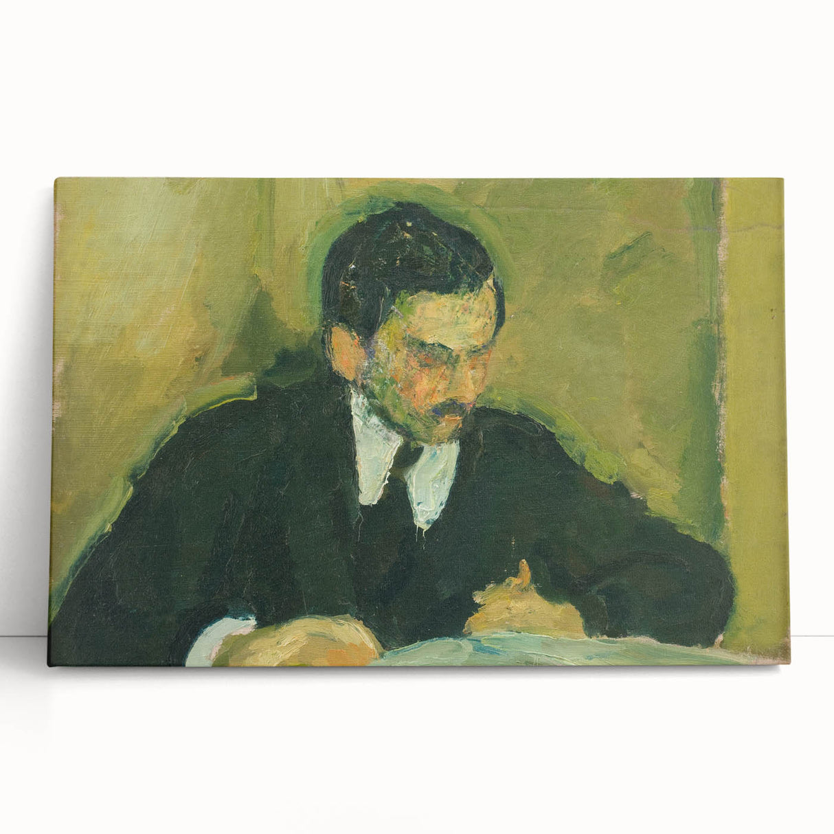 Portrait of a Man Reading - Abstract Modern Wall Art in Earth Tones