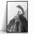 Framed abstract figurative art piece displayed in a sleek black frame, showcasing vibrant colors and dynamic shapes, perfect for modern home decor accents.