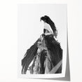 Abstract figurative art print showcasing vibrant colors and dynamic shapes, rolled for easy shipping in a protective cardboard tube, ideal for modern home decor.
